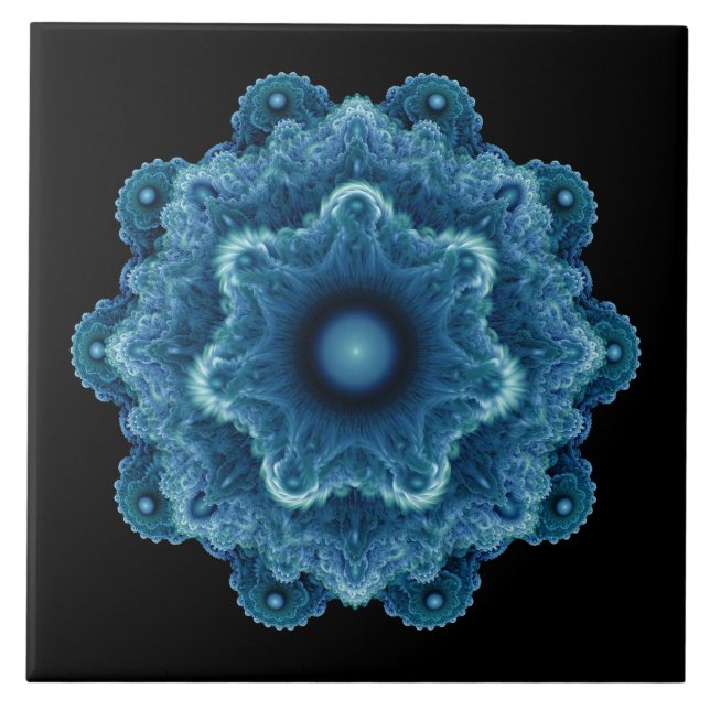 Carreau Motif naturel bleu fractal (Devant)