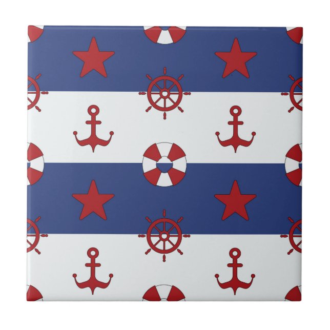 Carreau Motif nautique de bannière étoilée (Devant)