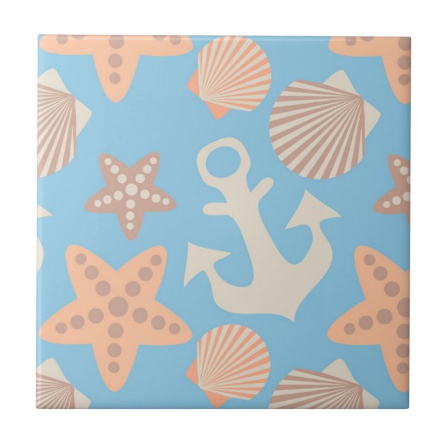 Carreau Motif nautique en pastel (Devant)