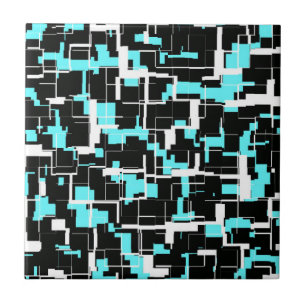 Carreau Motif noir blanc bleu tendance cool