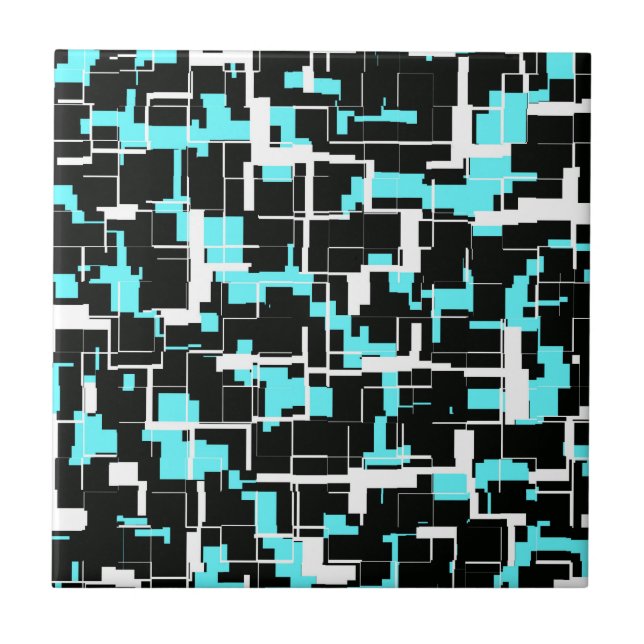 Carreau Motif noir blanc bleu tendance cool (Devant)