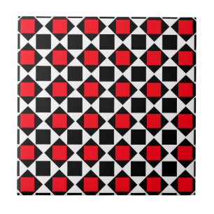 Carreau motif noir blanc rouge chic