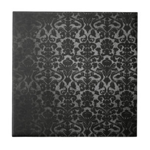 Carreau motif noir de damassés de dentelle