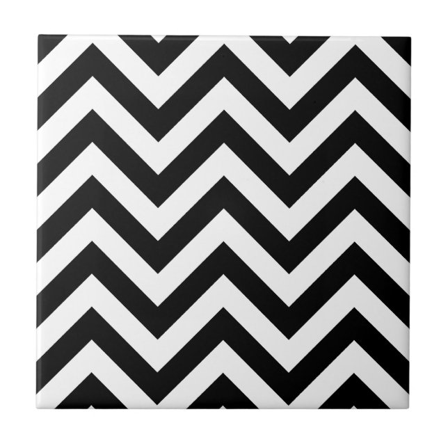 Carreau Motif noir et blanc de Chevron de zigzag (Devant)