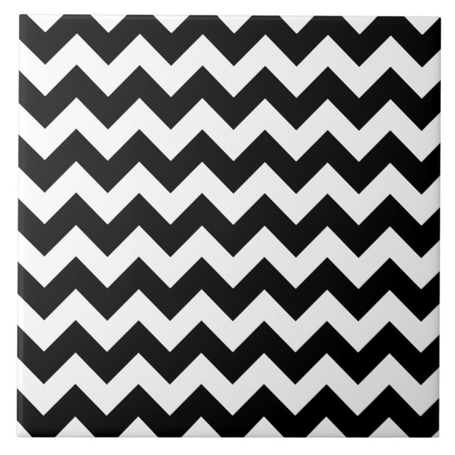 Carreau Motif noir et blanc de Chevron de zigzag (Devant)