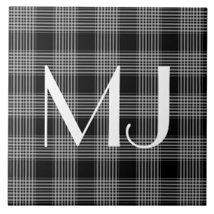 Carreau Motif noir et blanc personnalisé de tartan de