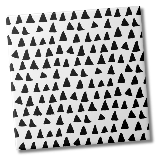 Carreau Motif noir triangle simple (Simple Triangle Black White Pattern Ceramic Tile)