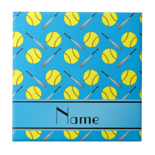 Carreau Motif nommé personnalisé du base-ball de bleu de