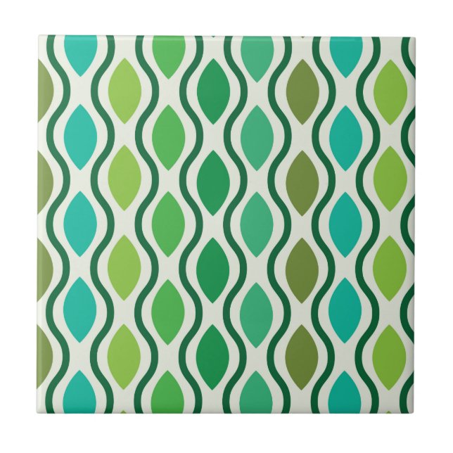 Carreau Motif Ogee Rétro Vert sarcelle Milieu de siècle   (Devant)