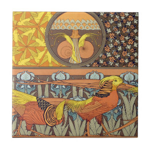 Carreau Motif oiseau de la nature Art nouveau français vin