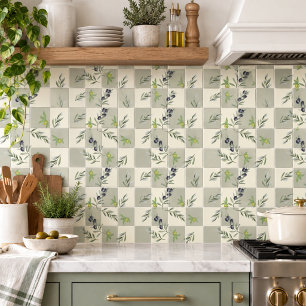 Carreau Motif Olive Vert Sage Aquarelle Campagne Français