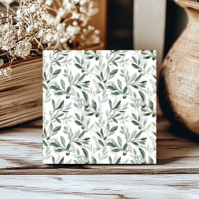 Carreau Motif olive vert sauge aquarelle (Créateur téléchargé)