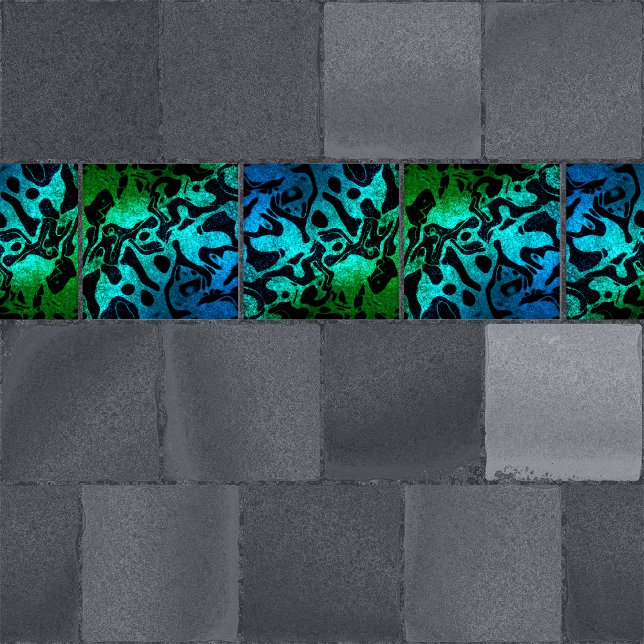 Carreau Motif ondulé pailleté bleu vert et noir (Créateur téléchargé)
