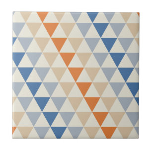 Carreau Motif orange et blanc bleu contrastant de triangle