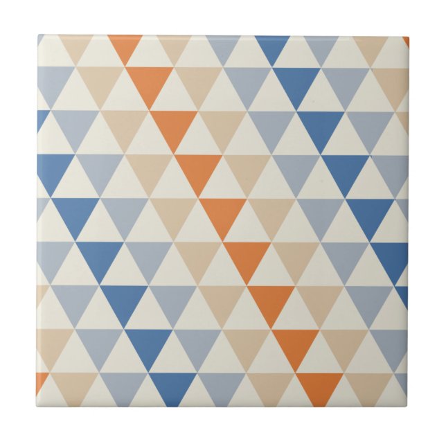 Carreau Motif orange et blanc bleu contrastant de triangle (Devant)