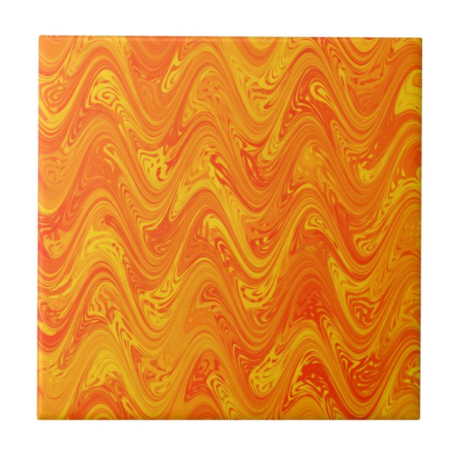 Carreau Motif Orange Jaune Rouge Marbré (Devant)