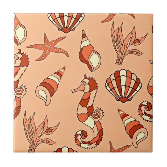 Carreau Motif orange Sea Life (Devant)