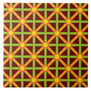 Carreau Motif orange vert et jaune inspiré de la rétro
