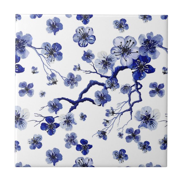 Carreau Motif oriental de branche de Sakura (Devant)