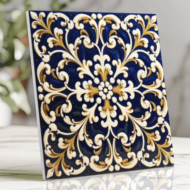 Carreau Motif orné bleu et or (Créateur téléchargé)