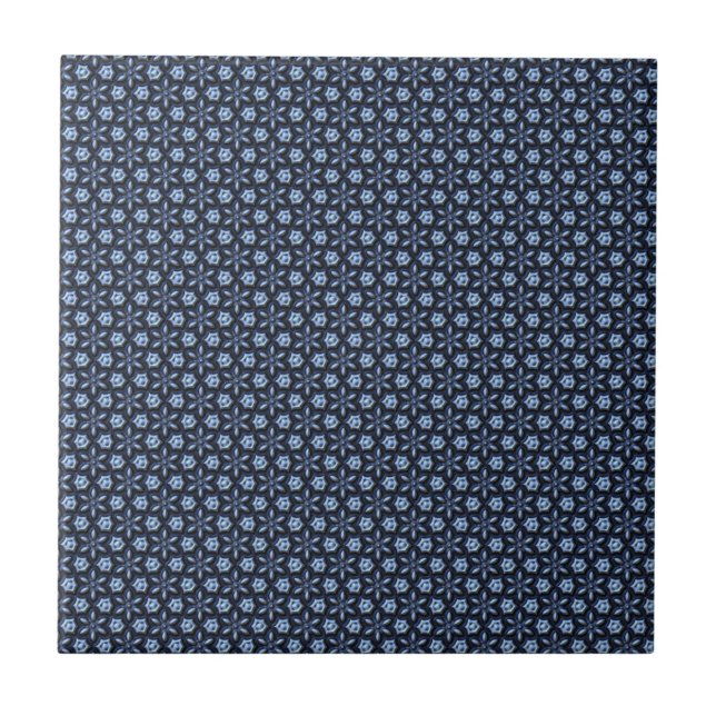 Carreau Motif Orné Élégant Bleu Foncé (Devant)