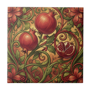 Carreau Motif ornemental de grenade Art Nouveau