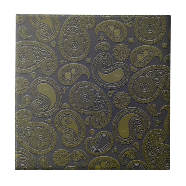 Carreau Motif paisley marron doré (Devant)