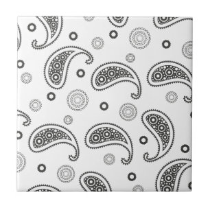 Carreau Motif Paisley Noir et blanc