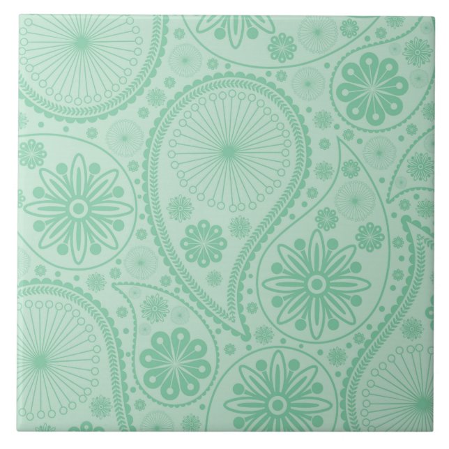 Carreau Motif Paisley vert (Devant)