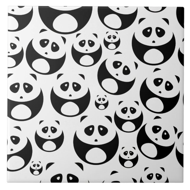 Carreau Motif Panda noir et blanc Kawaii (Devant)