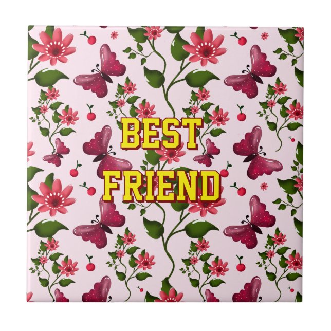 Carreau Motif papillon floral personnalisé et sur mesure  (Devant)