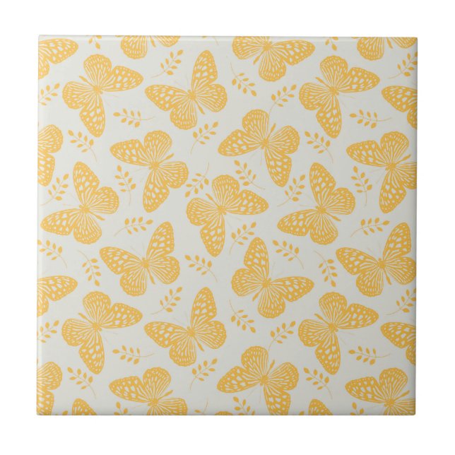Carreau Motif papillon jaune sur arrière - plan gris (Devant)