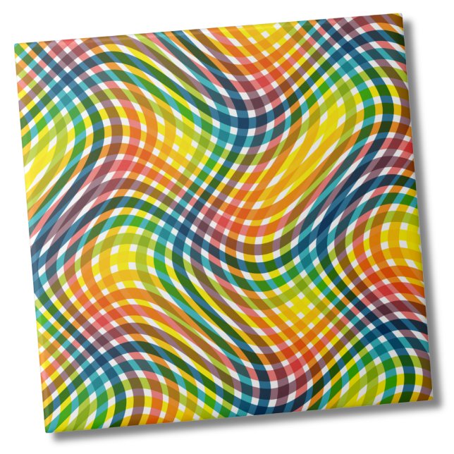 Carreau Motif plaid arc-en-ciel coloré (Colorful Modern Vibrant Rainbow Plaid Pattern Tile)