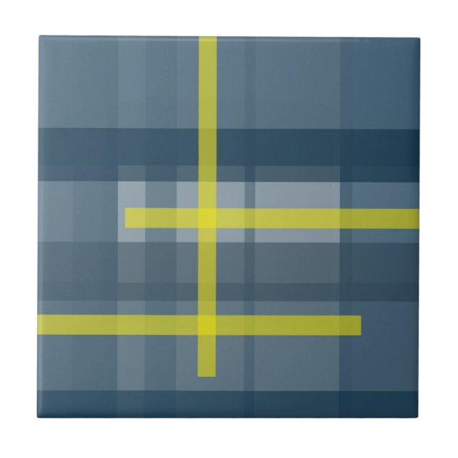 Carreau Motif plaid bleu et jaune (Devant)