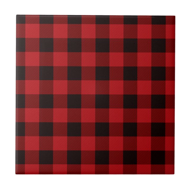 Carreau Motif plat noir rouge classique (Devant)