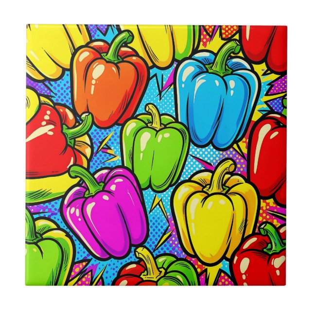 Carreau Motif Poivrons Pop Art (Devant)