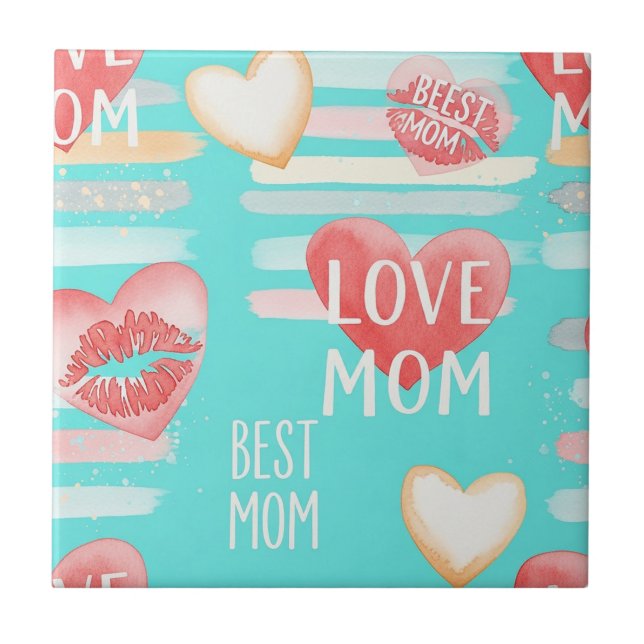 Carreau Motif Pop Turquoise Vibrant de Reconnaissance MAMA (Devant)