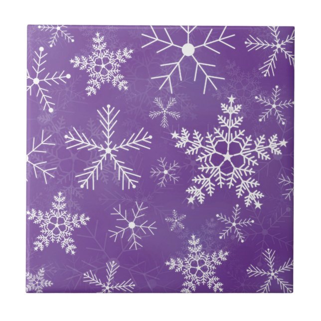 Carreau Motif pourpre et blanc de flocon de neige (Devant)