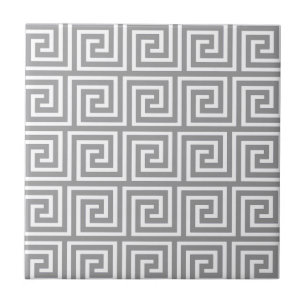 Carreau Motif principal grec gris et blanc classique