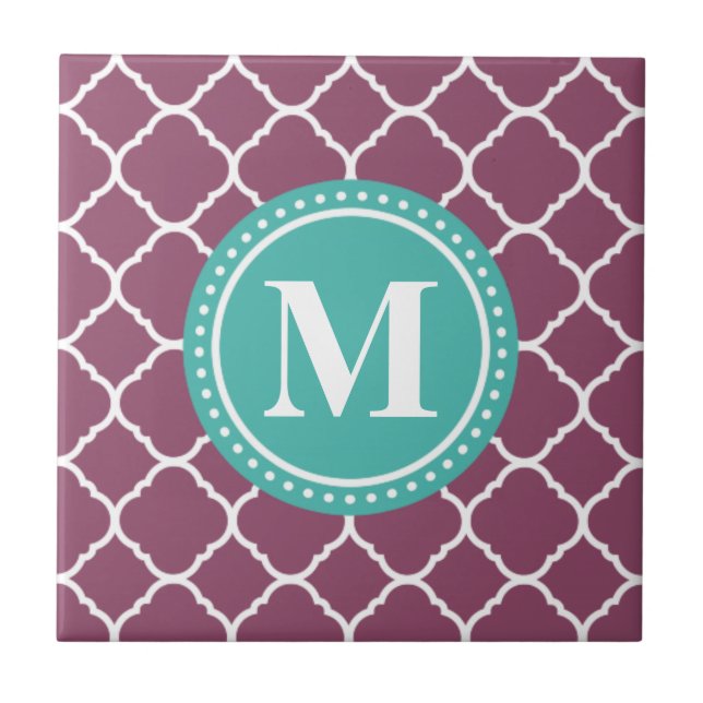 Carreau Motif Quatrefoil bleu Monogram Aqua (Devant)