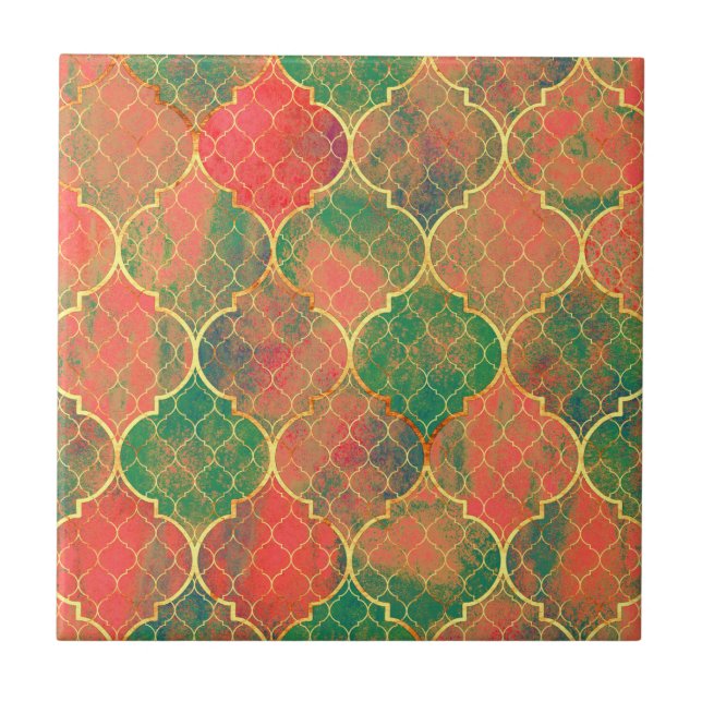 Carreau Motif Quatrefoil couleur aquarelle (Devant)