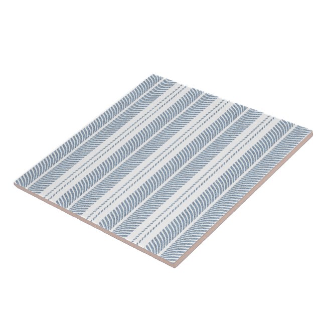 Carreau Motif rayé à chevrons bleu doux et fougère (Côté)
