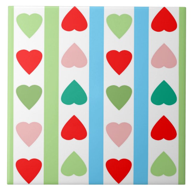 Carreau Motif rayé avec des cœurs pour la Saint-Valentin  (Devant)