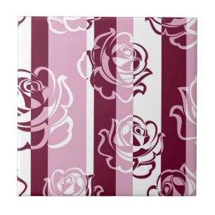 Carreau Motif rayé avec des roses