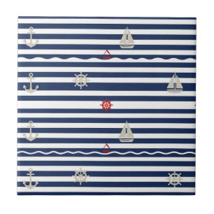 Carreau Motif rayé d'ancre de voilier nautique