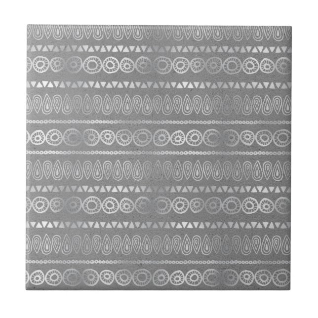 Carreau Motif rayé gris bohème décoratif (Devant)