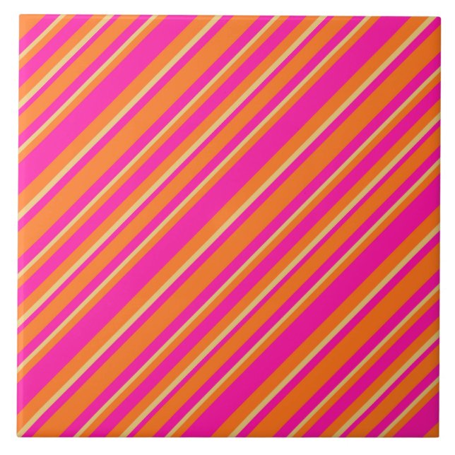 Carreau Motif rayé orange clair jaune et rose (Devant)