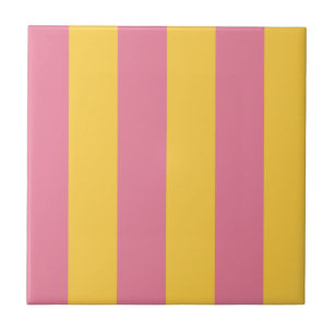 Carreau Motif rayé vertical rose et jaune vibrant
