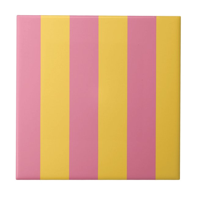 Carreau Motif rayé vertical rose et jaune vibrant (Devant)