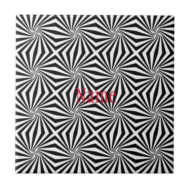 Carreau Motif rayonnant noir blanc Thunder_Cove (Devant)